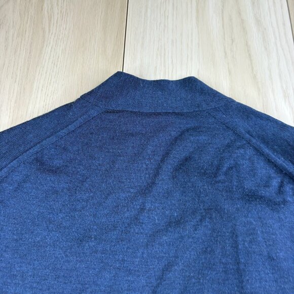 John Smedley Mens Blue Merino Wool Open Front Tight Knit Cardigan Sweater Size M - Picture 4 of 5